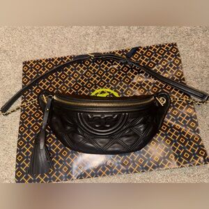 Tory Burch Black Quilted Leather bum bag